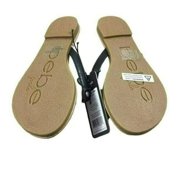 Bebe Kids Girls Shoes Black Rhinestone Logo Flip Flop Sandals New Size 12 - Picture 5 of 5